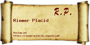 Riemer Placid névjegykártya
